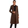 Allegra K Trench in Finta Donna con Cintura Doppio Petto con Risvolto Dentellato Pelle Scamosciata per Cappotti a Maniche Lunghe Caffè scuro L
