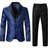 Generic Abito da smoking da uomo, 2 pezzi, abito da sera, blazer da sposa: abiti da sposa da uomo in 2 pezzi casual business monopetto due bottoni abiti da sposa smoking slim fit bavero blazer pantaloni, Blu,