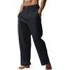 HEONSATI Pantaloni in Lino Per Uomo Pants Leggeri Lunghi a Gamba Dritta in Cotone Pantalaccio Lino Casual Traspirante Lavoro Larghi Pantalone Estivi in Vita Sportivi Jogging Spiaggia Loose Fit Coulisse