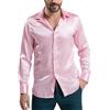 MQYXGS Camicie eleganti in seta da uomo Camicia elegante elasticizzata a maniche lunghe senza rughe Vestibilità regolare per il ballo di fine anno Camicie in raso di seta lucido di lusso per feste Discoteca