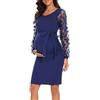 SISAY Abiti Eleganti Premaman Cerimonia Vestiti Maternità per Foto Abito Corto con Cintura Vintage Patchwork Vestito Tubino Curvy Manica Lunga Abbigliamento Donna Autunno Gravidanza Mini Bodycon Dress