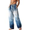 HEONSATI Pantalone in Cotone Estivi Lino Eleganti Pantaloni Uomo Lunghi Lavoro Pants Casual in Vita Jogging Yoga Pantaloni Sportivi Traspirante Spiaggia Taglie Forti Tasche Coulisse Loose Fit