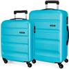Roll Road Flex Set di valigie blu 55/65 cm rigida ABS chiusura a combinazione laterale 91L 5,58 kg 4 ruote bagaglio mano, blu, Taglia unica, Set di valigie