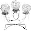 Pofet, Portacandele in metallo e cristallo per candele votive, con 3 bracci e supporto per candela, 36 cm di altezza per matrimoni, candelabro decorativo, colore argento