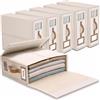 bubooo Lino Organizer Lenzuola per Armadio, 6 Scatola Organizer per Biancheria Pieghevole con Cerniera e finestra, Scatole Per Rigide da Letto per Lenzuola, Copripiumini, Vestiti e Coperte, Beige