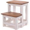 DESIGN DELIGHTS Scaletta a pedana, 46 x 37 x 37 cm (altezza x larghezza x profondità), in legno vecchio, a due livelli, scala a pioli, per uso domestico, colore: 06 bianco