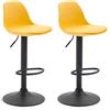 CLP Set 2 Sgabelli Design Kiel In Polipropilene E Similpelle I Coppia Sedie Bar Cucina Girevoli E Regolabili, Colore:giallo, Colore del telaio:nero