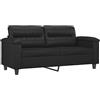 QJBSAVVA Divano Salotto Poltrona Relax Divani Piccoli Divano Per Esterno - Divano a 2 Posti Nero 140 cm in Similpelle per Sala Di Attesa Sala Studio Camera Da Letto
