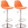 CLP Set 2 Sgabelli Design Kiel In Polipropilene E Similpelle I Coppia Sedie Bar Cucina Girevoli E Regolabili, Colore:arancione, Colore del telaio:cromo