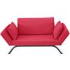 Deshome Smart - Divano letto 2 posti con letto singolo 80x200 cm braccioli reclinabili fino a 3 posti clic clac, tessuto Idrorepellente sfoderabile, materasso in Waterfoam, Made in Italy (Rosso)