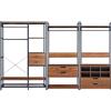 [en.casa] Set di 3 Mobili Organizzatori Guardaroba con Barre Appendiabiti Ripiani Scomparti e 4 Cassetti Mobili Porta Abiti per Camera da Letto Cabina Armadio - Nero/Effetto Noce
