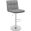RELAX4LIFE Set di 1/2 Sgabelli da Bar/Cucina in Ecopelle, Altezza Regolabile e Girevole a 360°, Poggiapiedi e Base Metallica, Portata 150KG (1, Grigio)