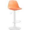 CLP Sgabello Design Kiel In Polipropilene E Similpelle I Sgabello Bar Cucina Imbottito Girevole E Regolabile, Colore:arancione, Colore del telaio:bianco