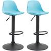 CLP Set 2 Sgabelli Design Kiel In Polipropilene E Similpelle I Coppia Sedie Bar Cucina Girevoli E Regolabili, Colore:blu, Colore del telaio:nero