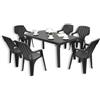Tomaino - Set Tavolo E 6 Sedie Da Giardino In Plastica - Con Prolunga Allungabile, Con Braccioli, Impilabile, Per Esterno, Terrazzo - Set Pranzo Norden (Nero)