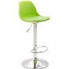 CLP Sgabello Design Kiel In Polipropilene E Similpelle I Sgabello Bar Cucina Imbottito Girevole E Regolabile, Colore:verde, Colore del telaio:cromo