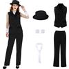 LIKUNGOU Costume Gessato Mafia Signore per Donne 1920s Gangster Fancy Dress Set Halloween Carnevale Partito Vestito (XXL)