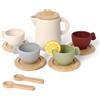 HOTUT Set da Tè di Legno per Bambini, 13 Accessori Giocattolo di Imitazione, Set da Tè Treps Play per Bambini, Giochi D'Imitazione del Tè Pomeridiano di Giocare Regalo per Bambini 3-7 Anni