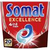 Somat Excellence 4 in 1 Caps (20 Caps), pastiglie per lavastoviglie ad alta risoluzione, tappi Somat per un'eccellente pulizia e lucentezza anche nel programma Eco e a basse temperature