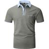 VMSUCIJ Uomo Polo Manica Corta Cotone Slim Moda Classica Lavoro Golf Shirt con Tasche,41 Grigio,XXL