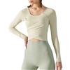 OKSakady Donna Yoga T-Shirt con Maniche Lunghe e Cuscinetti sul Petto Autunno e Inverno Slim Fit Slim Fit Top Sportivi in Vita snella
