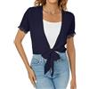 Famrrifuu Coprispalle Donna Elegante Chiffon Cardigan Leggero Estivo Manica Corta Giacca Casual Bolero Corto,Beige,S