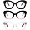 kollyseek Occhiali da lettura Donna Anti Light Blue Cat Eye 1.0 1.5 Lettori di computer con cerniera a molla(1.0, Nero rosa trasparente)