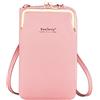 Larber Donna Borsa a tracolla per cellulare, Piccola Borsa per cellulare, Multifunzione a tracolla in pelle leggera con fessure per carte a tracolla, Cinturino Regolabile(Rosa)