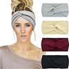 DRESHOW 4 Pezzi Fasce per Capelli Donna Elastica Turbante Fascia Capelli Cerchietti Annodato Fasce Accessori Capelli