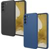 Yihaoyard 2 pcs Cover per Samsung Galaxy S22 Plus 5G Sottile Custodia in Silicone Liquido Morbido, Copertura Della Fotocamera,Nero & Blu
