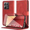 Byvuwiay Cover per Xiaomi Redmi Note 13 PRO 4G, Slot per Schede, Chiusura Magnetica, Premium PU Pelle Portafoglio Custodia per Xiaomi Redmi Note 13 PRO 4G, Rosso