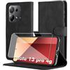 Byvuwiay Cover per Xiaomi Redmi Note 13 PRO 4G, Slot per Schede, Chiusura Magnetica, Premium PU Pelle Portafoglio Custodia per Xiaomi Redmi Note 13 PRO 4G, Nero