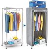 art moon Buffalo - Armadio Tela su Ruote, Robusto Portata 70 kg, Armadio Leggero Salvaspazio con 2 Ripiani, Carrello Porta Abiti Mobile, Grigio