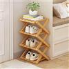Sonhomay Scarpiera a 4 ripiani in bambù, pieghevole, autoportante, verticale, scarpiera per armadio, organizer per scarpe per soggiorno, corridoio, ingresso, armadio, camera da letto, 25,4 x 25,4 x 53,3 cm