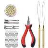 YANTAISIYU Kit di extension per capelli: 500 pezzi 3.0mm nano anelli in silicone, 3 fori pinze per capelli, ago extension (biondo)