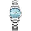 SHENGKE Orologi al quarzo minimalisti da donna con data bracciale in acciaio inossidabile e quadrante colorato alla moda (Argento-Blu)
