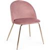 Set di 4 sedie TANYA in velluto rosa e base oro