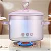 QSLKI 1.5L Pentola Di Cottura In Vetro, Pentola In Vetro Trasparente Resistente Al Calore Piano Cottura Pentola, Pentola In Borosilicato Con Doppia Maniglia Del Coperchi Per Pasta, Pasta (Amore)