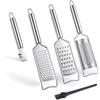 Tongjude Set di grattugie per formaggio in acciaio inox, set di 5 grattugie, pelatrici e affettatrici da cucina, sminuzzatrici di limoni con spazzola per la pulizia di verdure, frutta e cioccolato