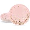 ZVK Piatti per feste, 23cm Piatti di carta Rose con lamina d'oro 24 pezzi Set di piatti usa e getta per feste di matrimoni, compleanni, lauree, natale, ringraziamenti