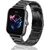 Rosok 20mm Cinturino Compatibile con Amazfit Bip 3 / Bip 3 Pro, Cinturino di Ricambio Regolabile in Acciaio Inossidabile per Amazfit GTS 3 / GTS 2e / GTS 2 Mini/GTS 2 / GTS/GTR 42mm - Nero