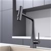 Kelleria Rubinetto da cucina allungabile, con inizio a freddo, nero, rubinetto da cucina con doccetta a 3 tipi di getto d'acqua, rubinetto ad alta pressione, girevole a 360°, miscelatore da cucina in