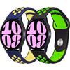 SOLOLUP 2 Pcs Cinturino Sportivo per Samsung Galaxy Watch 6/5/4 40mm 44mm /6 Classic 43 47mm/Watch 5 Pro 45mm/Watch 4 Classic 42 46mm，20mm Morbido Silicone Cinturini per Uomo/Donna，Nero verde/blu scuro-giallo