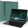 SENGBIRCH Cover con Tastiera per Samsung Galaxy Tab S10Plus 12.4/S9FE+ 12.4/S9Plus 12.4, Custodia Tastiera Bluetooth Layout Italiano Staccabile Magnetica per Samsung Tablet S10Plus, Verde scuro