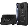 ILING Cover per Xiaomi Redmi 14C / Xiaomi Poco C75, Ultra Sottile Opaca Rigido PC + Silicone TPU Bumper Antiurto Militare Armor Custodia con 360° Metallo Anello Supporto (Nero)