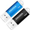 ENUODA Chiavetta USB 16GB 2 Pezzi Pen Drive USB 2.0 Unità Memoria Stick con Luce LED (Nero Blu)