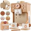 BUYGER Utensili Cucina Legno Bambini, Set Macchina Caffè Giocattolo in Legno, Giochi di Imitazione, Regalo Compleanno per Bambini Ragazzi Ragazze 3+ Anni