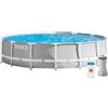 Intex 26720 Piscina Rotonda Fuoriterra Grigio 427X107 cm 427x107 cm Con Pompa Filtro
