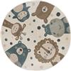 Hanse Home Adventures - Tappeto rotondo per bambini, motivo animali, con orso, per cameretta dei bambini, cameretta dei giochi, camera dei ragazzi, soggiorno, colore crema, marrone, blu, 140 cm