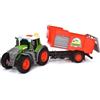 Dickie Toys - Trattore Fendt con rimorchio (26 cm) - Giocattolo per trattore per bambini dai 3 anni in su, con meccanismo a ruota libera, luce, suono e altre funzioni, incl. balle di fieno per giocare